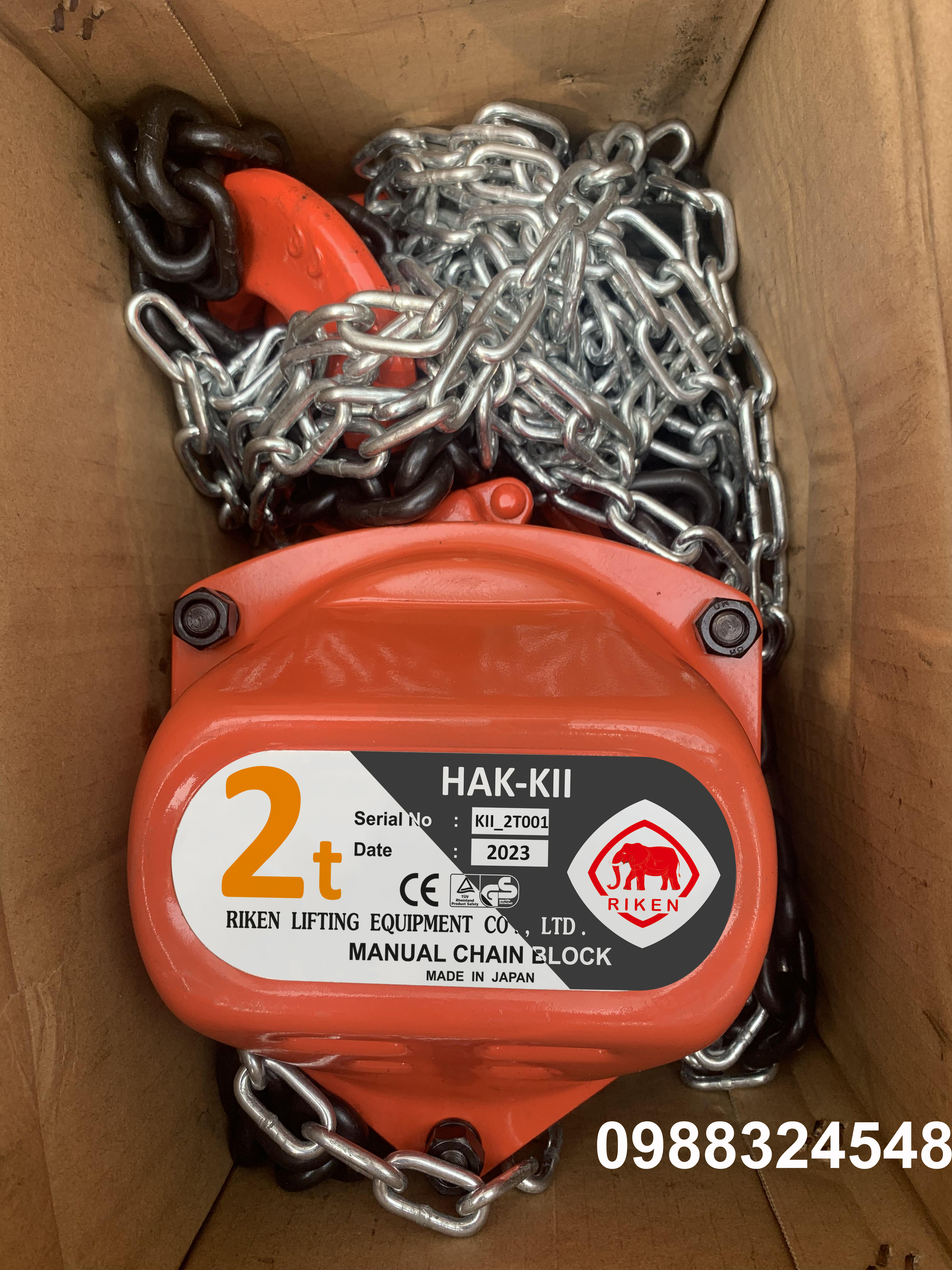 Pa lăng kéo tay Riken 2 tấn HAK-KII / HAK-KII 2 ton Riken Chain Hoist