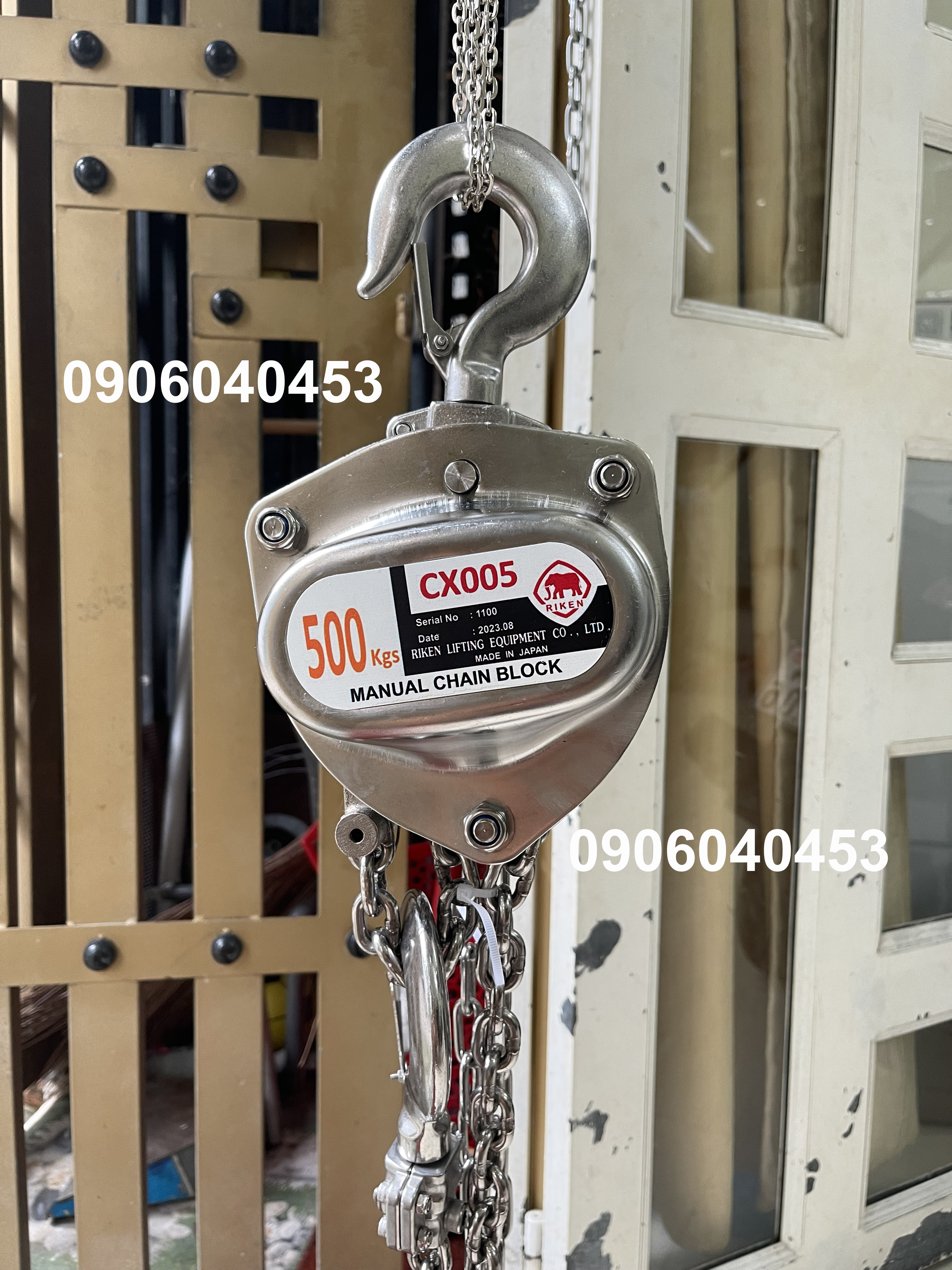 Pa lăng kéo tay inox 304 Riken 500kg CX005/ 500kgs stainless steel chain hoist CX005